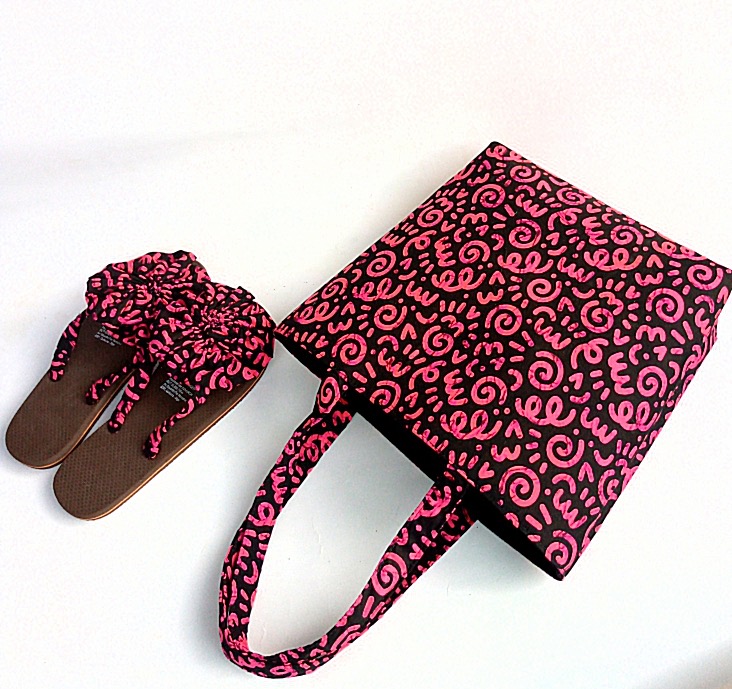 Matching African Print Tote Bag & Sandals Set - Image 2