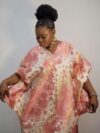 Elegant Pink Floral Brocade Kaftan