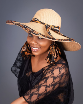 Elegant African Print Wide-Brim Hat & Matching Statement Earrings